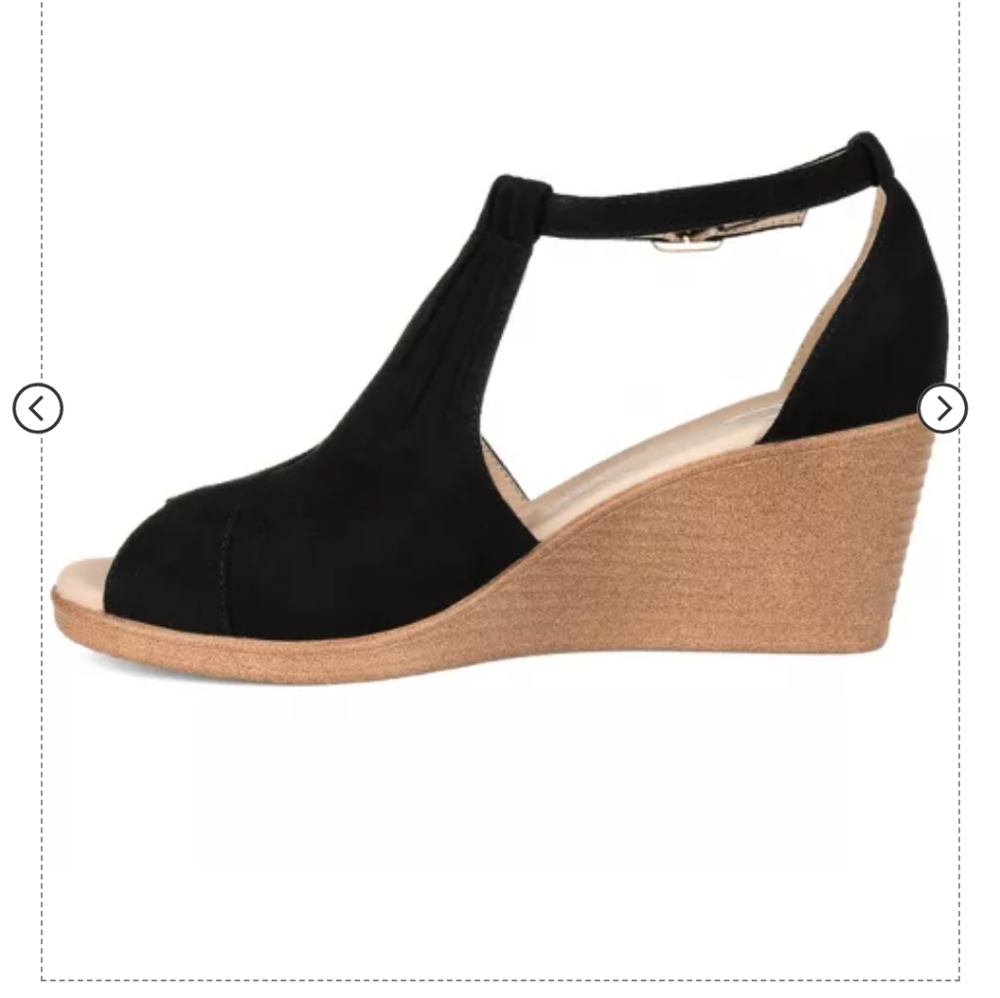 Journee collection black Kedzie Tru Comfort Foam Buckle Open Toe Wedge - Picture 2 of 6